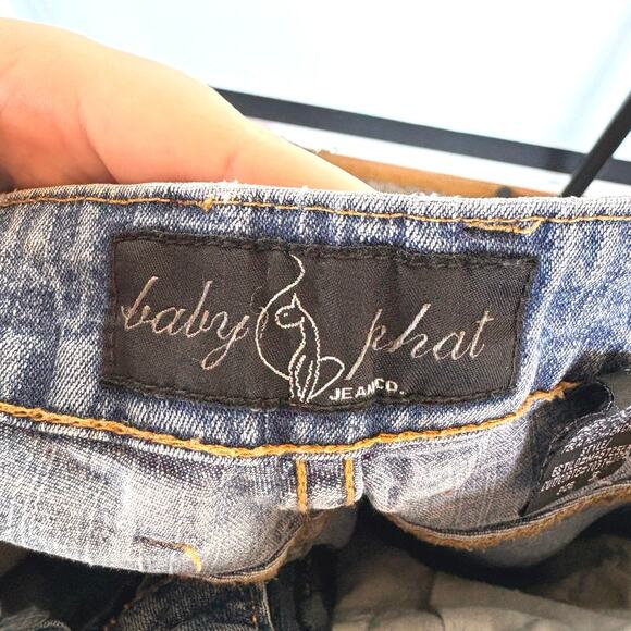 Baby Phat Y2K Cuffed Medium Wash Jeans 2000s McBling Jersey Shore EUC Womens 3 - Picture 11 of 12